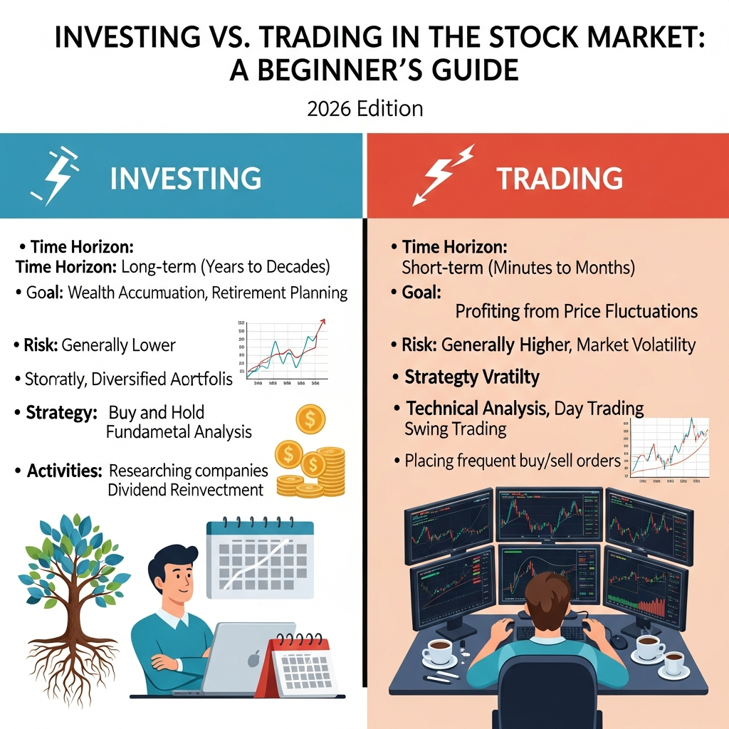 What is the difference between investing and trading in the stock market Complete information for beginners