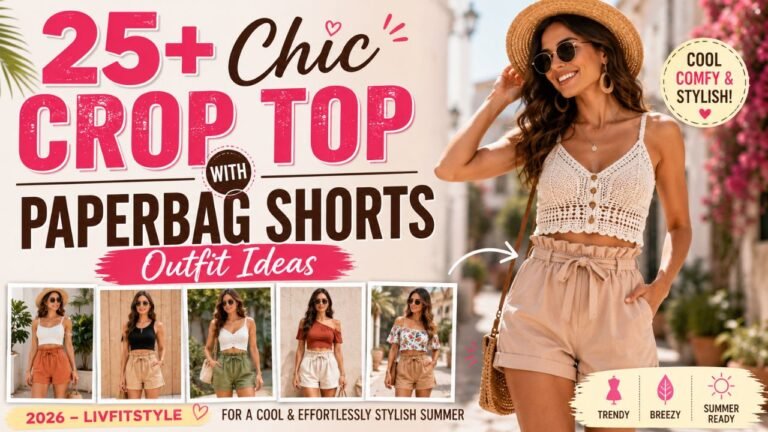 25+ Chic Crop Top with Paperbag Shorts Outfit Ideas for a Cool & Effortlessly Stylish Summer