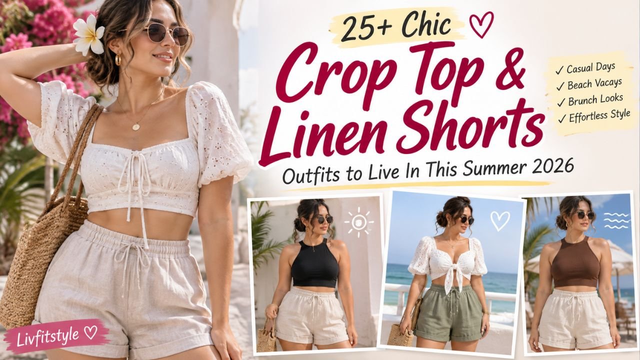 33 Chic Crop Top and Linen Shorts Outfits to Live In This Summer 2026 | Livfitstyle