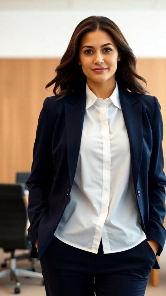 White Button-Down With a Checked Blazer 3