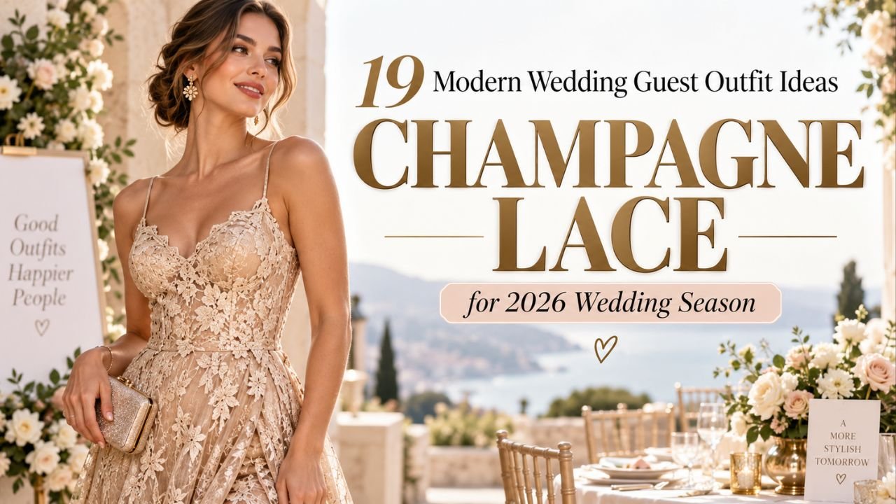 19 Modern Champagne Lace Wedding Guest Outfit Ideas for 2026 Wedding Season