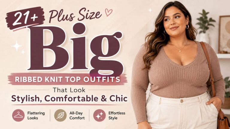 21+ Plus Size Ribbed Knit Top Outfits That Look Stylish, Comfortable & Chic