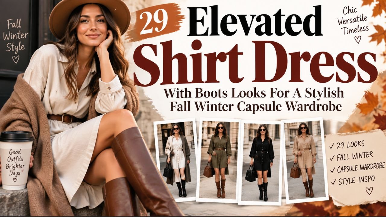 29 Elevated Shirt Dress With Boots Looks For A Stylish Fall Winter Capsule Wardrobe