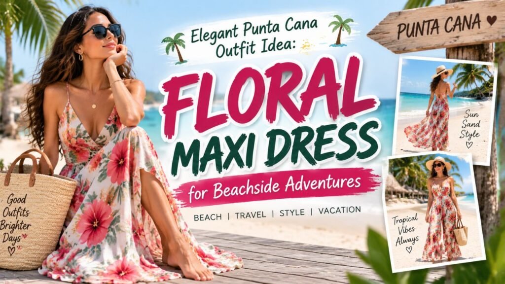 Elegant Punta Cana Outfit Idea Floral Maxi Dress for Beachside Adventures