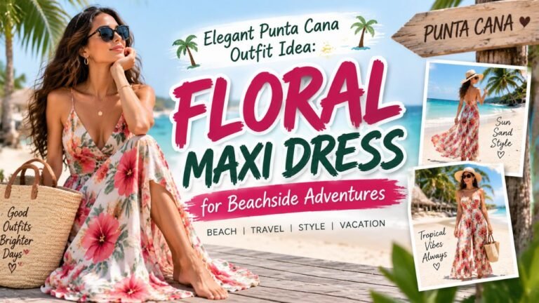 Elegant Punta Cana Outfit Idea Floral Maxi Dress for Beachside Adventures