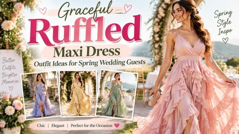 Graceful Ruffled Maxi Dress Outfit Ideas for Spring Wedding Guests